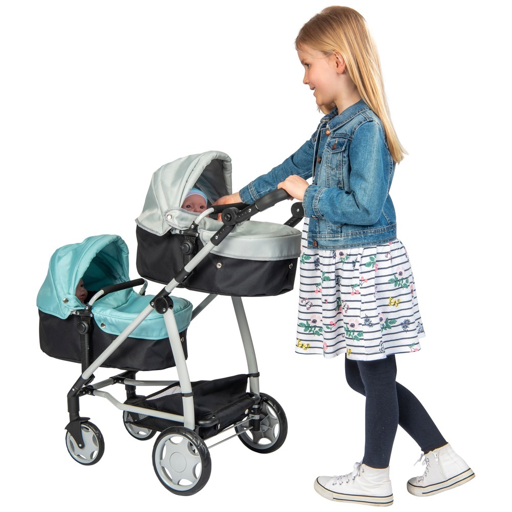 Twin Dolls Pram For Childrens Double Pushchair Baby Doll Stroller For 10  Year Old Deluxe Twin Toy Double Pram