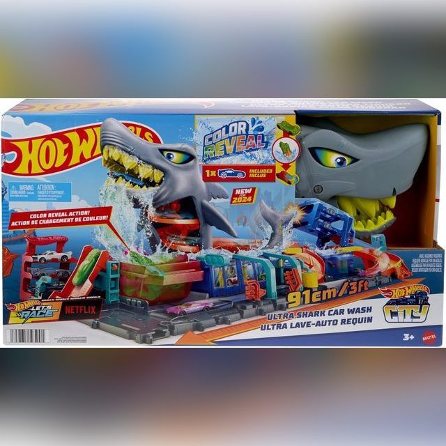 Car track Mattel Hot Wheels City Ultra Shark Car Wash HTN82