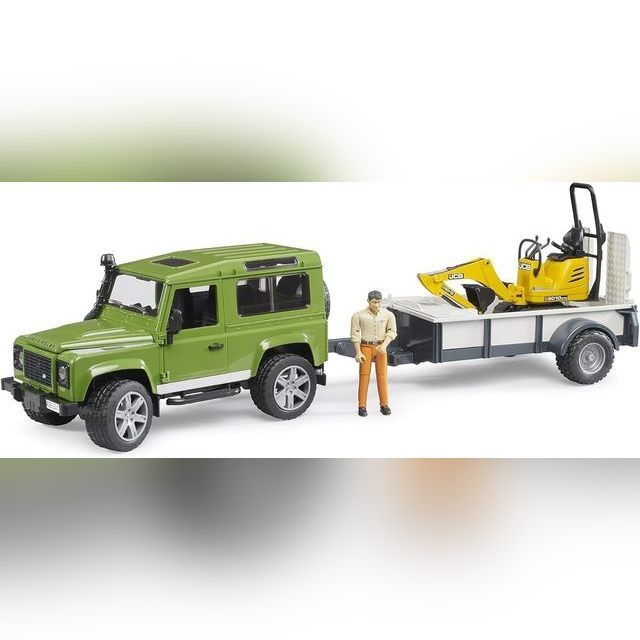 Bruder Land Rover with trailer and mini excavator 02593 (defective)