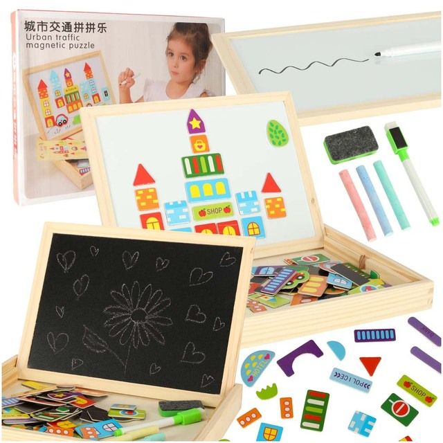 Large multifunctional magnetic board with puzzle City KX7547