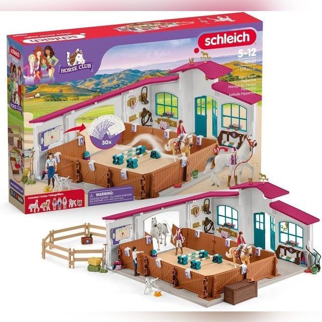 Figurine set Schleich Horse Club Riding Hall Peppertree 42639, 179 pcs.
