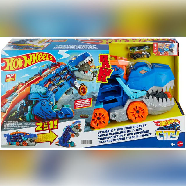 Hot Wheels Ultimate T-rex Transporter Set Transformer T-Rex HNG50