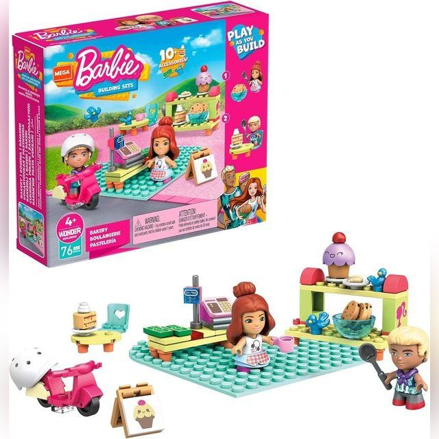 Constructor MEGA Barbie Bakery Building Set 76 parts