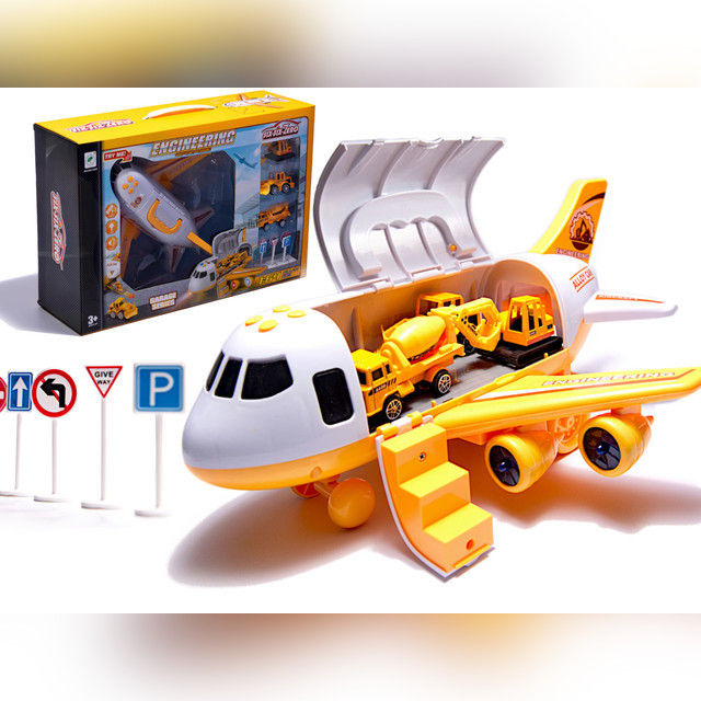 Airplane Transporter with Construction Vehicles KX6684_3