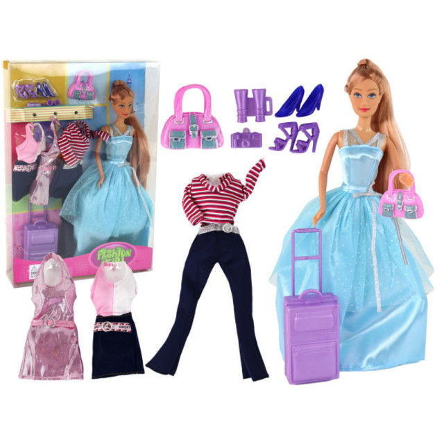 Doll set with suitcase, handbag and outfit – Adventure set 8012