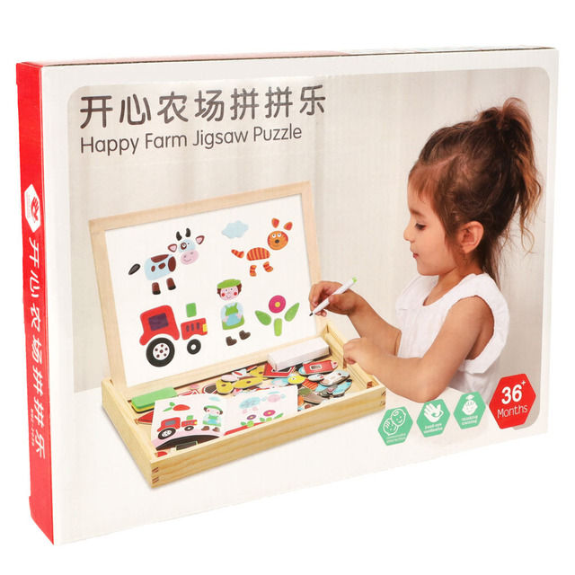 Wooden double-sided board with magnets and marker KX7546
