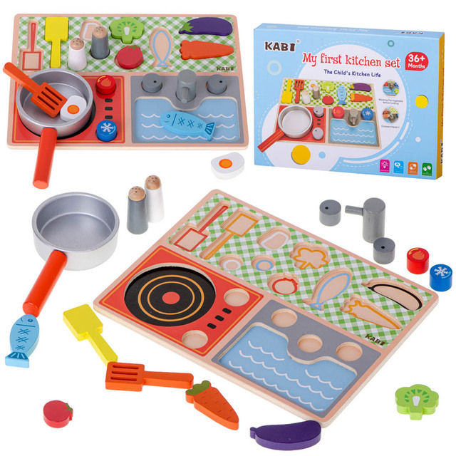 Wooden kitchen table with accessories "My first kitchen set"