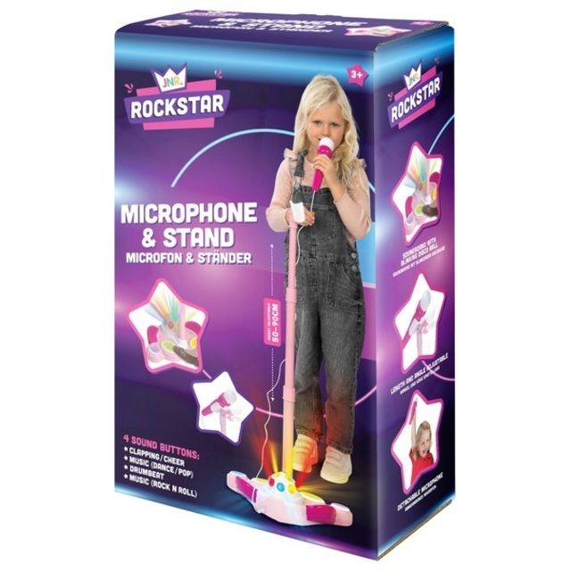 JNR Rockstar Microphone and Stand Pink