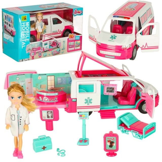 Mobile ambulance with doll and accessories