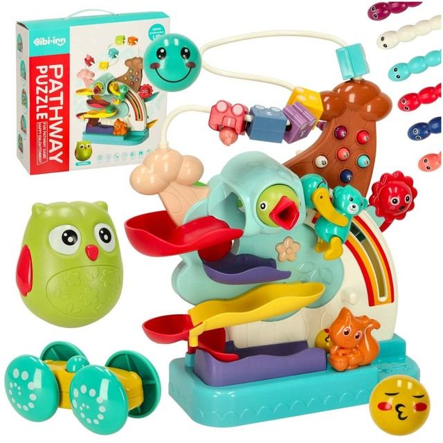 Montessori interactive toy - ball track, magnetic game, multifunctional owl-shaped 5 in 1 Bibi-inn KX3594