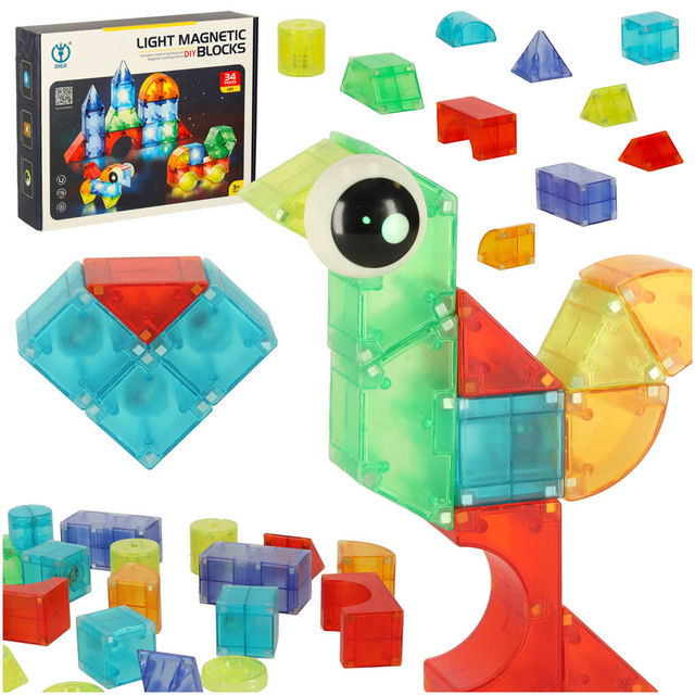 Glowing magnetic blocks 34 pcs. KX3628