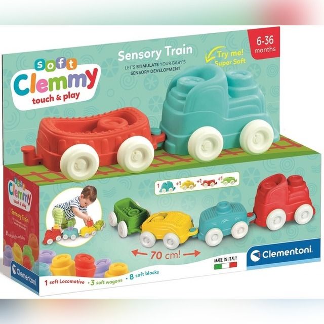 Sensory train for children - locomotive with soft blocks Clementoni 17961