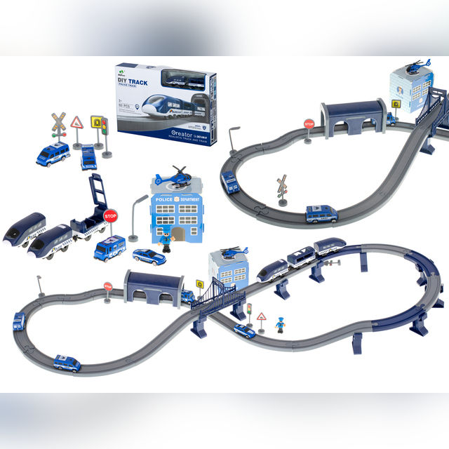 Track with train and other accessories 92 items Police Train (KX5991)