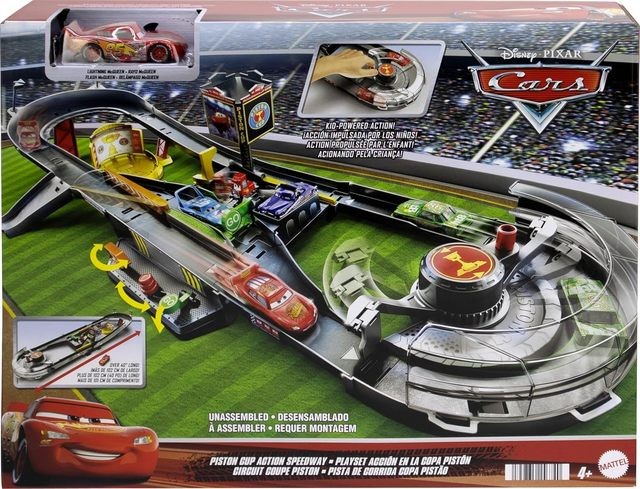 Cars lenktynių trasa su Makvynu „Piston Cup Action Speedway Playset”, HPD81