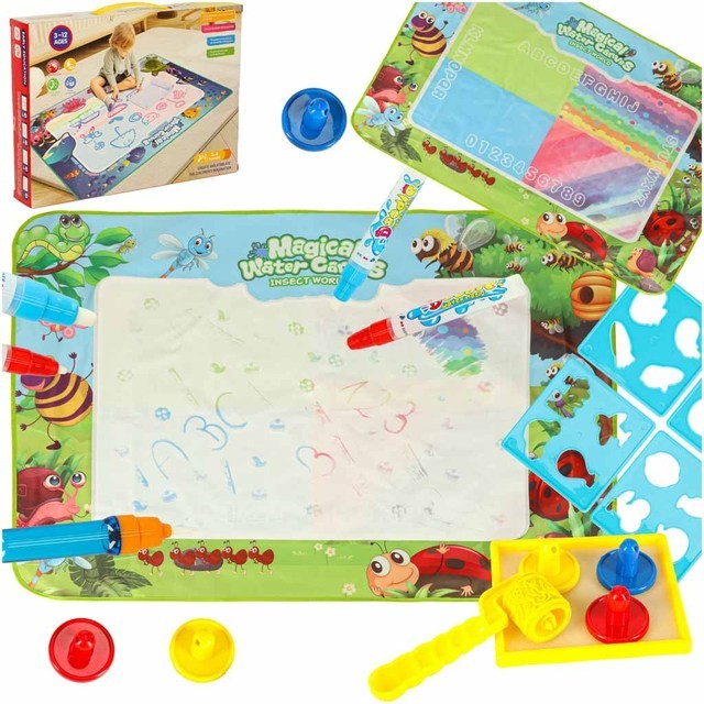Water drawing mat 120×90 cm Meadow – with water pens, prints, stencils and roller KX3030