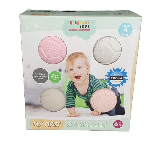 Sensory balls GERARDO TOYS for babies 4 pcs. My first Sports balls