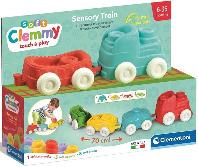 Sensory train for children - locomotive with soft blocks Clementoni 17961