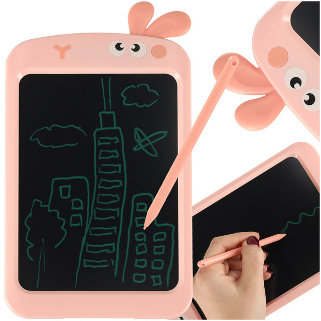 Children's graphic drawing tablet writing desk with LCD screen, 8.5", bunny, pink KX5982