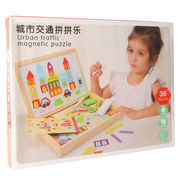 Large multifunctional magnetic board with puzzle City KX7547