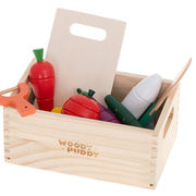 Wooden vegetables, cut with magnet in box + accessories KX5956