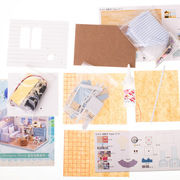 Wooden Dollhouse - Living Room Model for Assembly with LED Lighting, DIY KX6994