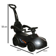 Push-along car with sound and lights, black KX4413